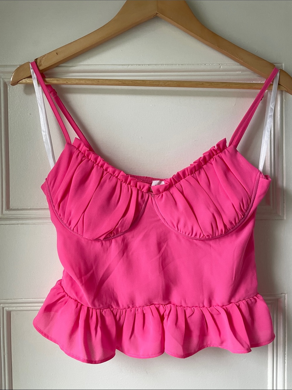 superdown Bright Hot Pink Ruffle Hem Cami